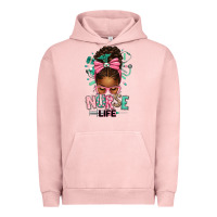 Pigment Salmon afro messy bun nurse life Urban Hoodie - texasbilliewilder