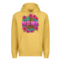 Antique Gold mama leopard background Premium Hoodie - texasbilliewilder