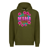Army Green mama leopard background Premium Hoodie - texasbilliewilder