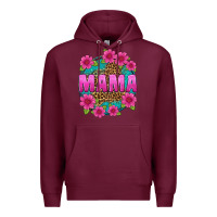 Burgundy mama leopard background Premium Hoodie - texasbilliewilder