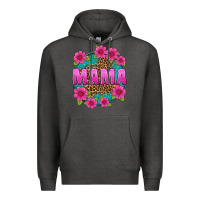 Charcoal Heather mama leopard background Premium Hoodie - texasbilliewilder