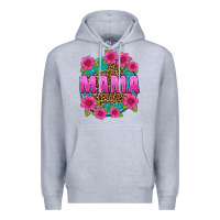 Heather Grey mama leopard background Premium Hoodie - texasbilliewilder