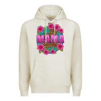 Oatmeal Heather mama leopard background Premium Hoodie - texasbilliewilder