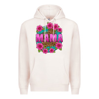 Pale Pink mama leopard background Premium Hoodie - texasbilliewilder
