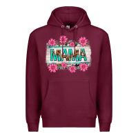 Burgundy mama leopard with turquoise background Premium Hoodie - texasbilliewilder