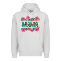 Dove Grey mama leopard with turquoise background Premium Hoodie - texasbilliewilder