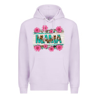 Lilac mama leopard with turquoise background Premium Hoodie - texasbilliewilder