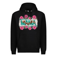 Black mama leopard with turquoise background Premium Hoodie - texasbilliewilder