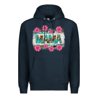 Navy mama leopard with turquoise background Premium Hoodie - texasbilliewilder