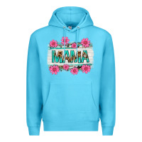 Ocean Blue mama leopard with turquoise background Premium Hoodie - texasbilliewilder