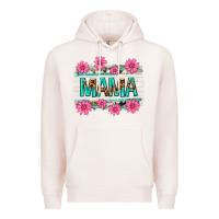 Pale Pink mama leopard with turquoise background Premium Hoodie - texasbilliewilder