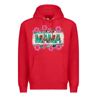 Red mama leopard with turquoise background Premium Hoodie - texasbilliewilder
