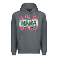 Rock mama leopard with turquoise background Premium Hoodie - texasbilliewilder