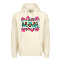 Sandshell mama leopard with turquoise background Premium Hoodie - texasbilliewilder