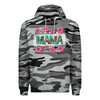 Slate Camo mama leopard with turquoise background Premium Hoodie - texasbilliewilder