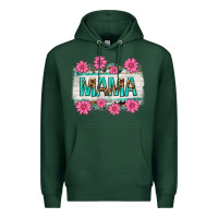 Sports Green mama leopard with turquoise background Premium Hoodie - texasbilliewilder