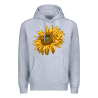 Heather Grey sunflower Premium Hoodie - RanaPortraitStore