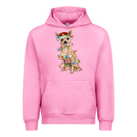 Fuchsia Pink Chihuahua with christmas lights Urban Hoodie - RanaPortraitStore