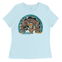 Baby Blue texas map sunflower leopard cowhide aztec turquoise gemstone rainbow Ladies Tee - Artiststas