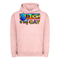 Pigment Salmon it's ok to say gay Urban Hoodie - Zillion Design Studio