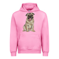 Fuchsia Pink pug Urban Hoodie - RanaPortraitStore
