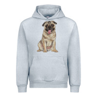 Heather Grey pug Urban Hoodie - RanaPortraitStore