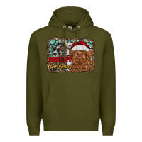 Army Green merry Christmas highland cow Premium Hoodie - RanaPortraitStore
