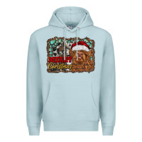 Blue Mist merry Christmas highland cow Premium Hoodie - RanaPortraitStore