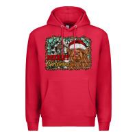 Cardinal merry Christmas highland cow Premium Hoodie - RanaPortraitStore