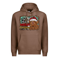 Chestnut merry Christmas highland cow Premium Hoodie - RanaPortraitStore