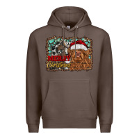 Coffee merry Christmas highland cow Premium Hoodie - RanaPortraitStore