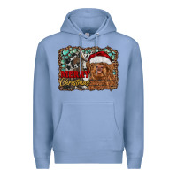 Colony Blue merry Christmas highland cow Premium Hoodie - RanaPortraitStore