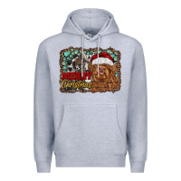 Heather Grey merry Christmas highland cow Premium Hoodie - RanaPortraitStore