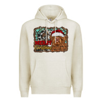 Oatmeal Heather merry Christmas highland cow Premium Hoodie - RanaPortraitStore