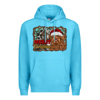 Ocean Blue merry Christmas highland cow Premium Hoodie - RanaPortraitStore