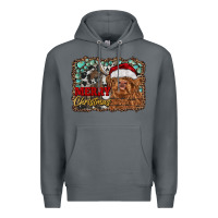 Rock merry Christmas highland cow Premium Hoodie - RanaPortraitStore