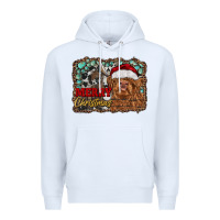 White merry Christmas highland cow Premium Hoodie - RanaPortraitStore