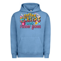 Pigment Pebble Blue coffee scrubs and rubber gloves Urban Hoodie - texasbilliewilder
