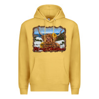 Antique Gold merry christmas highland cow with farm Premium Hoodie - RanaPortraitStore