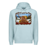 Blue Mist merry christmas highland cow with farm Premium Hoodie - RanaPortraitStore