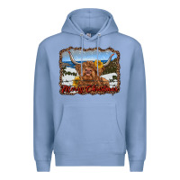 Colony Blue merry christmas highland cow with farm Premium Hoodie - RanaPortraitStore