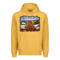 Mustard merry christmas highland cow with farm Premium Hoodie - RanaPortraitStore