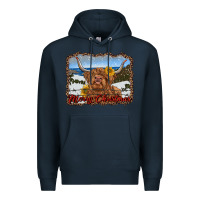 Navy merry christmas highland cow with farm Premium Hoodie - RanaPortraitStore