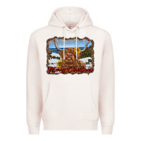 Pale Pink merry christmas highland cow with farm Premium Hoodie - RanaPortraitStore