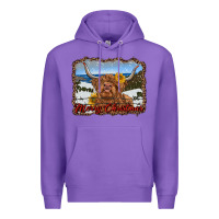 Purple merry christmas highland cow with farm Premium Hoodie - RanaPortraitStore