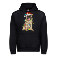 Black pug with christmas lights Urban Hoodie - RanaPortraitStore