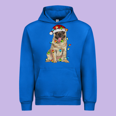 Pug With Christmas Lights Urban Hoodie Designed By Ranaportraitstore