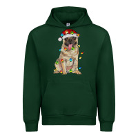 Foreset Green pug with christmas lights Urban Hoodie - RanaPortraitStore