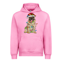 Fuchsia Pink pug with christmas lights Urban Hoodie - RanaPortraitStore