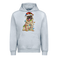 Heather Grey pug with christmas lights Urban Hoodie - RanaPortraitStore